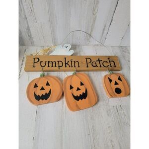 Wooden Pumpkin patch ghost Halloween sign home decor